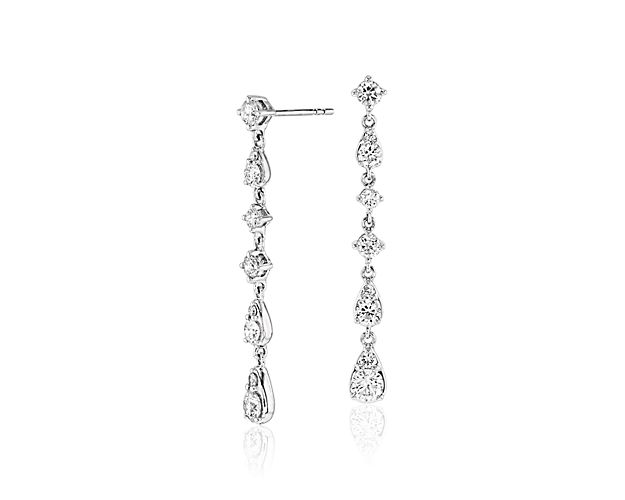Gabriel  Co EG13633W45JJ 14k White Gold 096ctw Diamond Linear Drop  Earrings