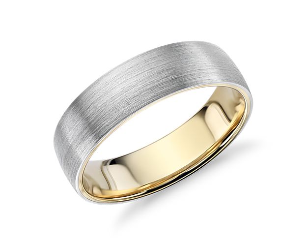 Matte Classic Wedding Ring in Platinum and 18k Yellow Gold (6mm)
