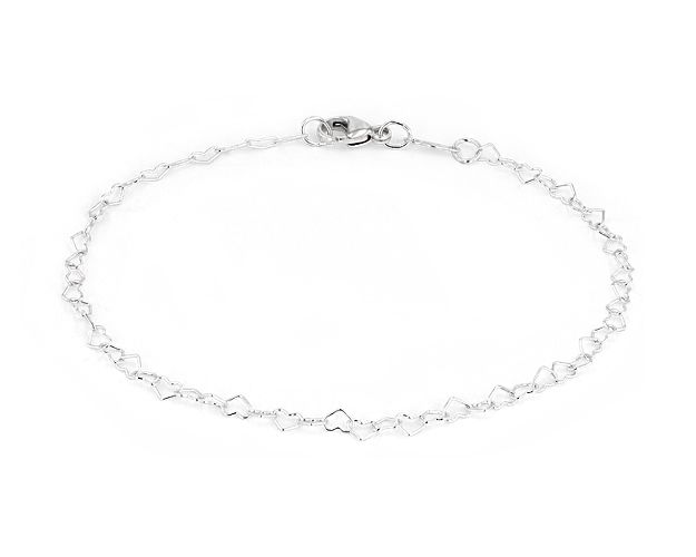 Show that special someone your hearts are forever connected with this heart-link sterling silver chain bracelet.