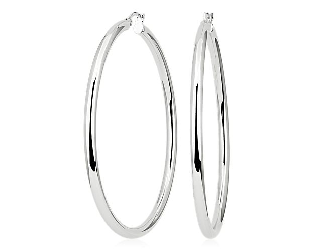 A staple for any jewelry collection, these large hoop earrings are crafted from sterling silver tubing for a lightweight, everyday look.