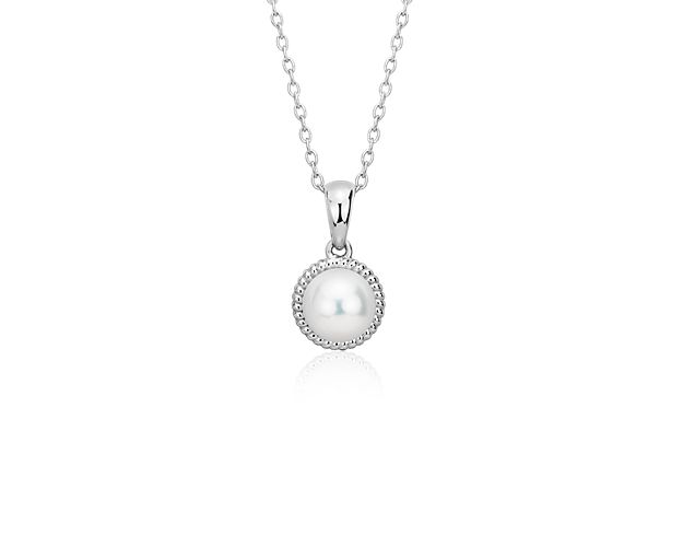 Freshwater Cultured Pearl Rope Pendant in Sterling Silver (7mm)