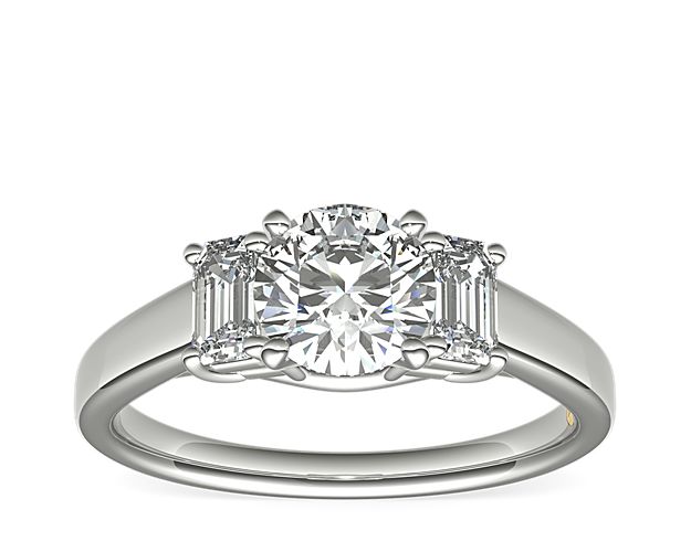 ZAC ZAC POSEN Three-Stone Emerald-Cut Diamond Engagement Ring in Platinum (1/3 ct tw.)