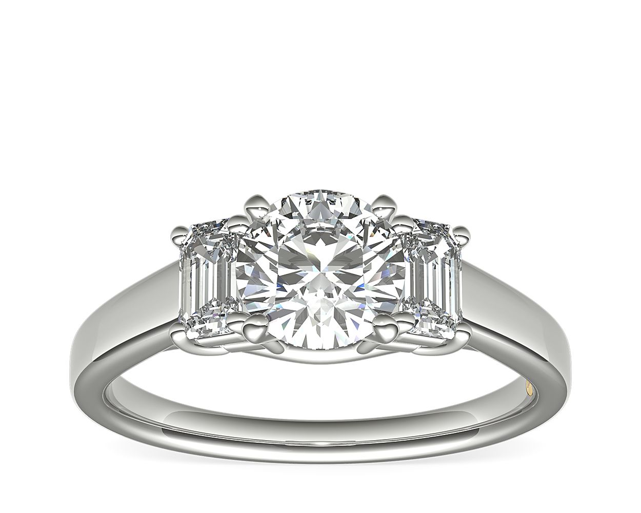 Tapered Oval and Baguette 3 Stone Diamond Engagement Ring | R1093W | Valina Engagement  Rings
