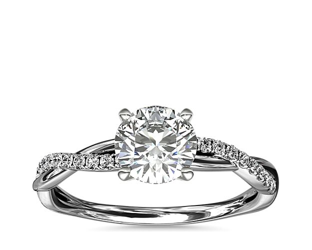 Petite Twist Diamond Engagement Ring in 14k White Gold (1/10 ct. tw.)