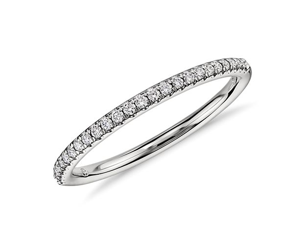 Accentuate the moment with this beautiful diamond ring, showcasing micropavé round diamonds set in enduring platinum.