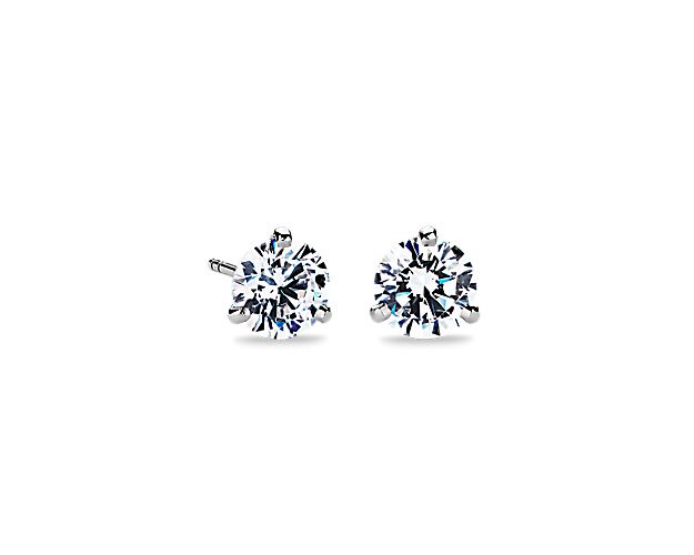 Brilliance paired, these earring settings are crafted in 14k white gold with a three-prong design for your choice of matched diamonds.