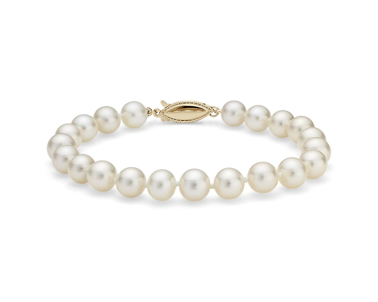7.5 Freshwater Cultured Pearl Bracelet in 14k Yellow Gold (7.0-7.5mm)