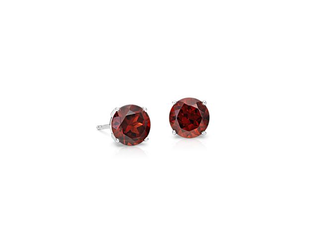 These hand-selected, burgundy-hued garnets are complemented perfectly by 14k white gold four-prong settings.
