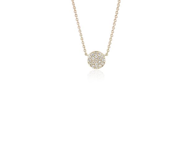 Mini Micropavé Button Diamond Necklace in 14k Yellow Gold (1/10 ct. tw.)
