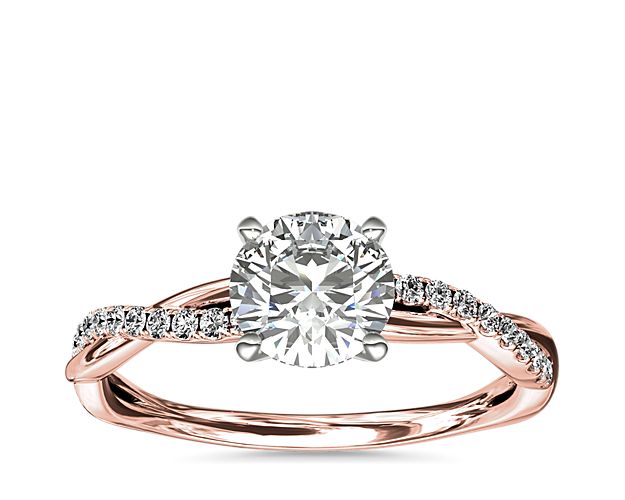 Petite Twist Diamond Engagement Ring In 14K Rose Gold (1/10 Ct. Tw.)
