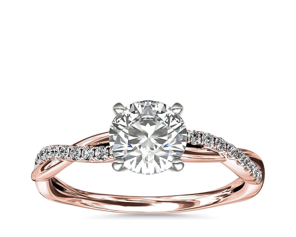 Petite Twist Diamond Engagement Ring In 14K Rose Gold (1/10 Ct. Tw.)