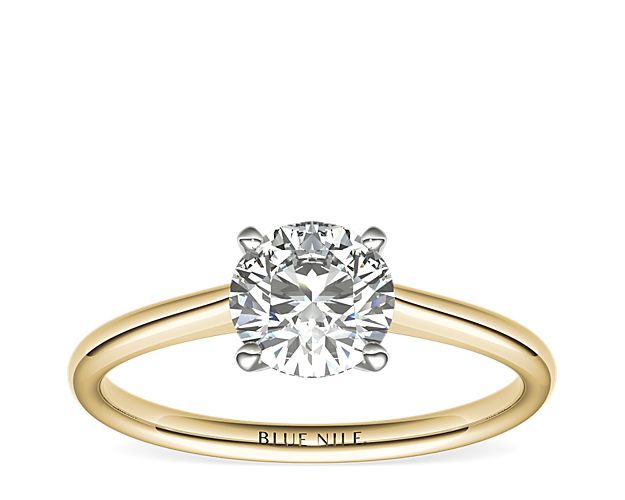 Petite Solitaire Engagement Ring in 14k Yellow Gold