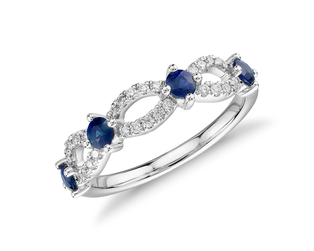 Buy U Prong Diamond Blue Sapphire Eternity Ring