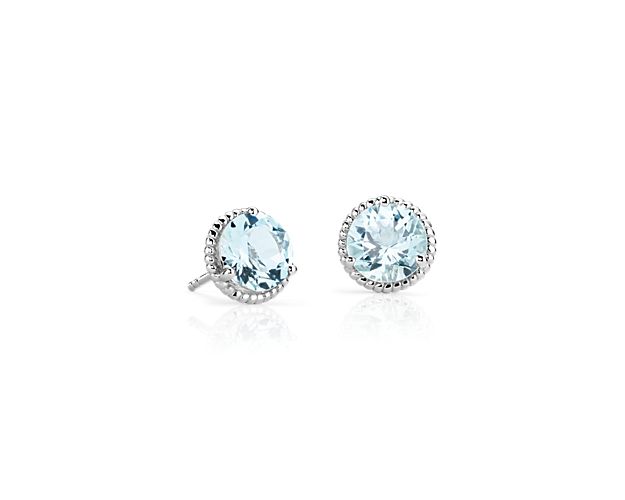 Show off a classic with these aquamarine gemstone earrings, framed in sterling silver and finished off with elegant rope detailing.