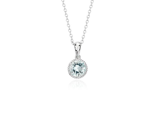 Show off a classic with this aquamarine gemstone necklace, framed in sterling silver and finished off with elegant rope detailing. This necklace can be worn at 16 and 18 inches.