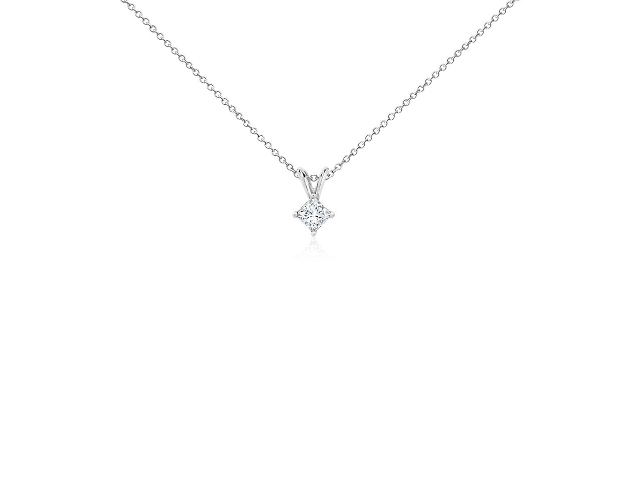 Princess Cut Diamond Solitaire Pendant in 14k White Gold (1/3 ct. tw.)