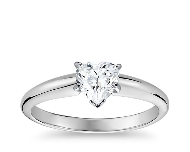 Classic Simple Solitaire Engagement Ring in 14k White Gold