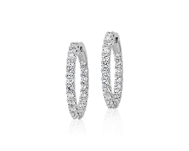 Luna Diamond Eternity Hoop Earrings in 18k White Gold (1 1/2 ct. tw.)- G/SI