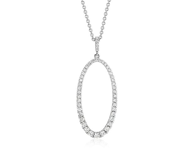 Elegant in design, this on-trend oval diamond pendant hangs on a 30-inch cable chain, perfect for everyday wear.