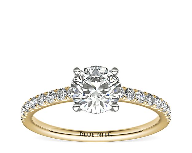 French Pavé Diamond Engagement Ring in 14k Yellow Gold (1/4 ct. tw.)