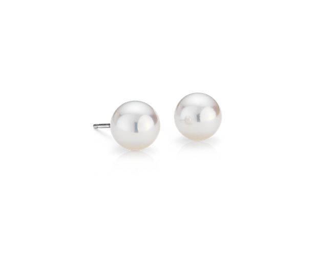 Our highest-quality Akoya cultured pearls mounted on 18k white gold posts with push-back closures for pierced ears.