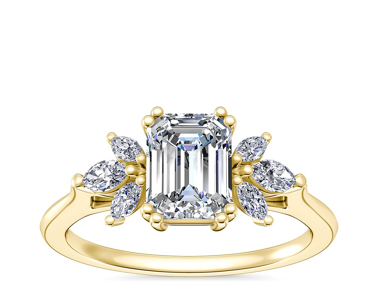 Trio Marquise Diamond Engagement Ring? in 18k Yellow Gold