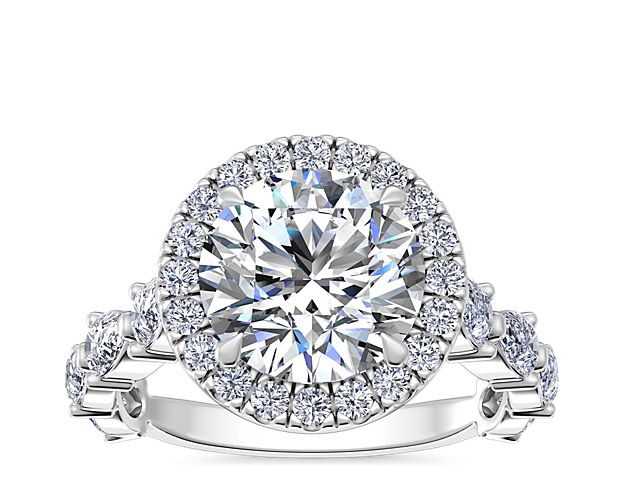 Fancy Pear Halo Engagement Ring in Platinum
