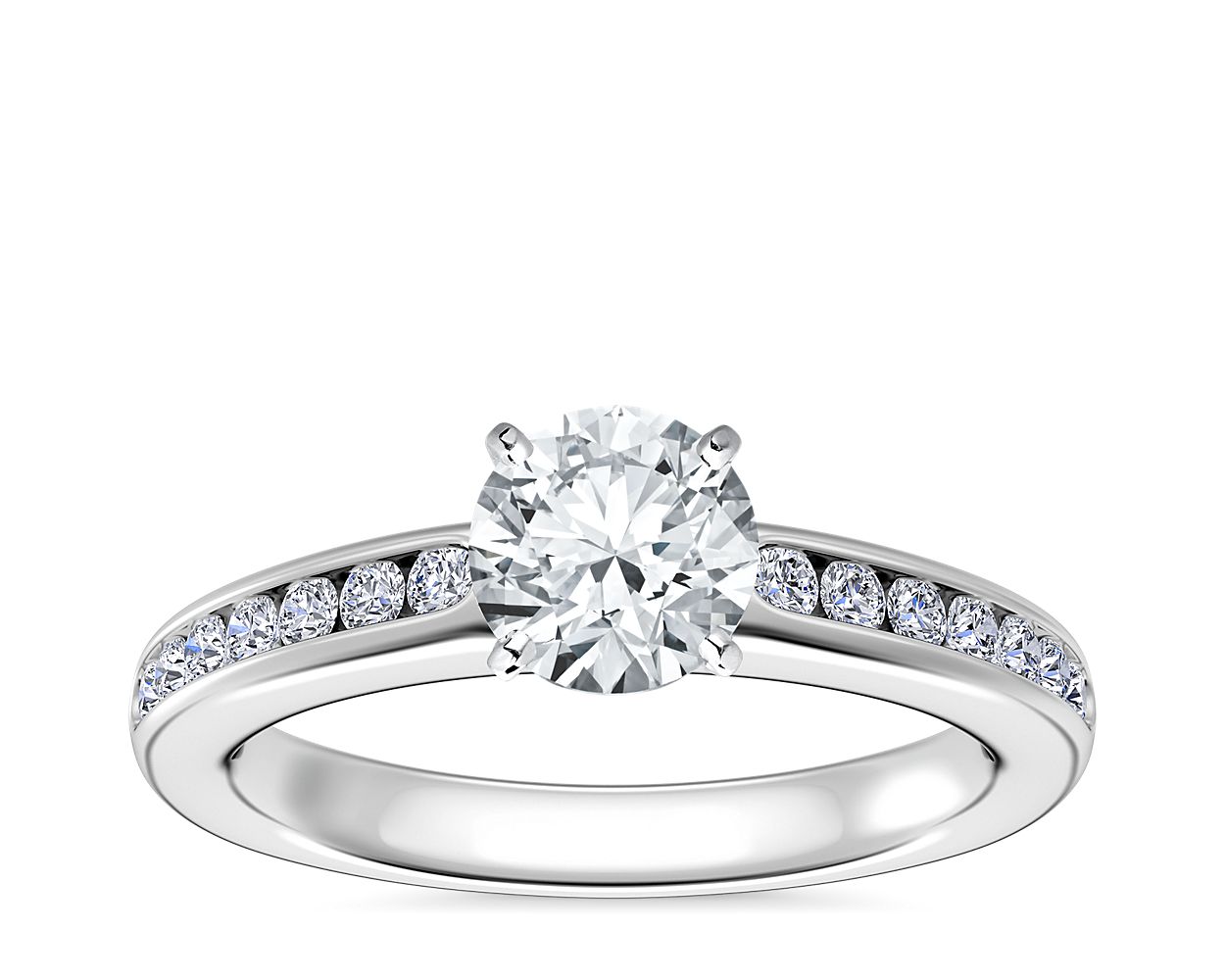 Channel Set Round Diamond Engagement Ring in Platinum (1/4 ct. tw.)