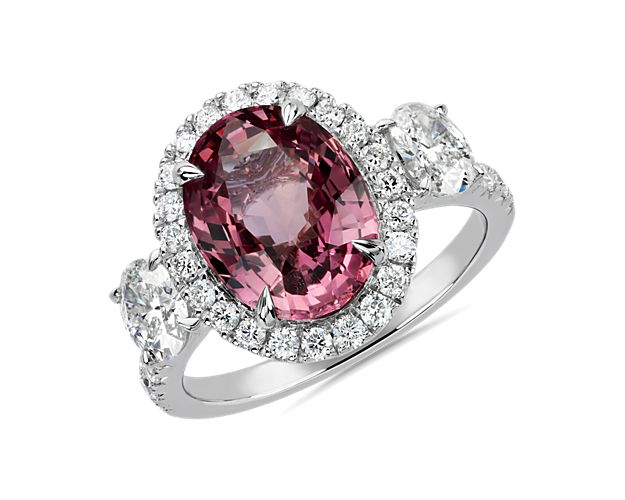 Extraordinary Collection: Padparadscha Sapphire and Diamond Ring in 18k White Gold