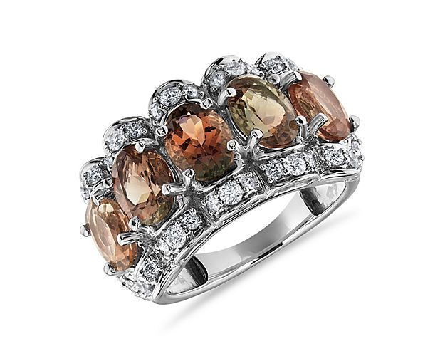 Extraordinary Collection: Oval Oregon Sunstone and Diamond Ring in 18k White Gold