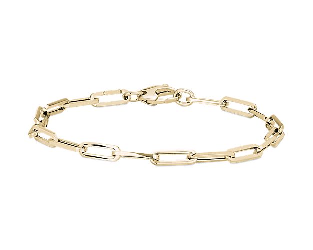 Slim links give this yellow gold bracelet a modern edge, and add to its layering potential.  Made in 14k Italian yellow gold.