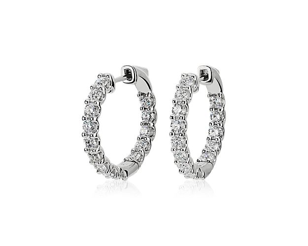 Luna Diamond Eternity Hoop Earrings in 18k White Gold (2 ct. tw.)- G/SI
