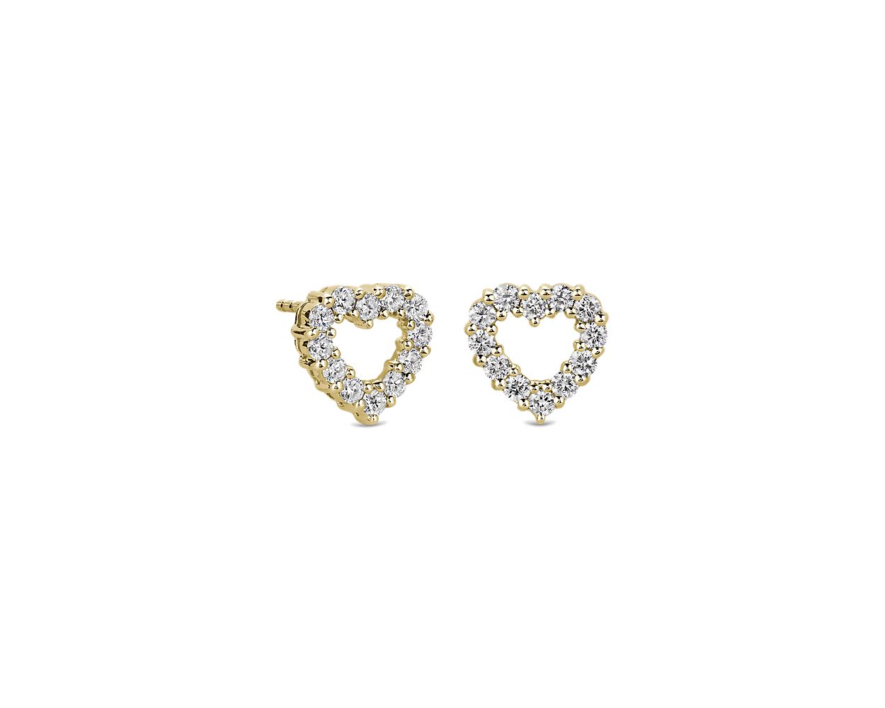 Diamond Heart Earrings in 14k Yellow Gold (1/2 ct. tw.)