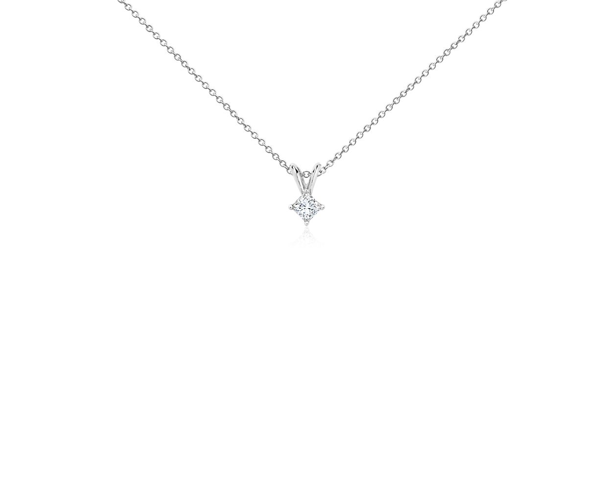 Princess Cut Diamond Solitaire Pendant in 14k White Gold (1/4 ct. tw.)