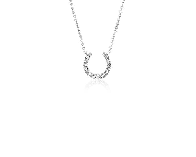 Mini Horseshoe Diamond Necklace in 14k White Gold (1/10 ct. tw.)