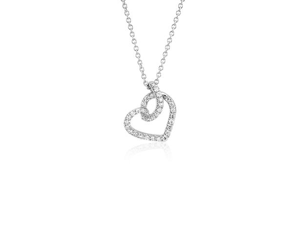 Diamond Twist Pave Heart Pendant in 14k White Gold (1/6 ct. tw.)