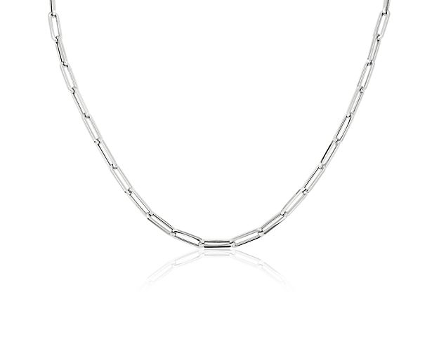 18" Medium Paperclip Necklace in 14k Italian White Gold (4mm)