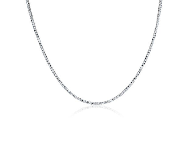 Embrace elegant sparkle with this eternity necklace featuring lab grown diamonds set along its length for a never-ending loop of shimmer. The classic design is crafted in 14k white gold that complements the stones with cool lustre.