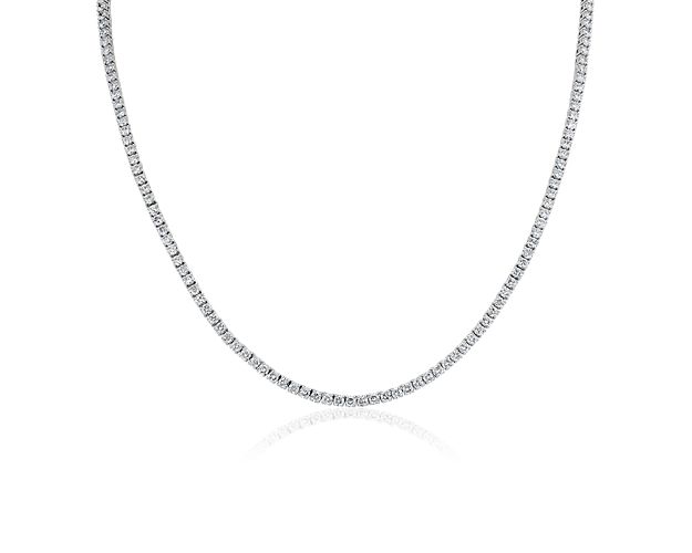 Luxurious lab grown diamonds bring bold sparkle along the length of this timelessly elegant eternity necklace. It features brightly gleaming 14k white gold design for a beautiful look and lasting quality.