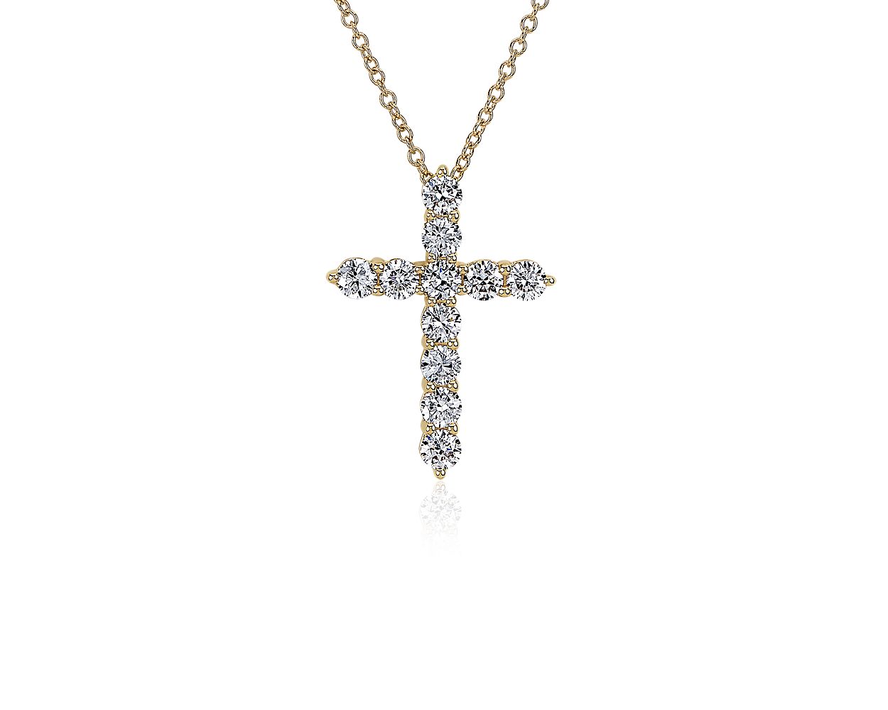 Lab Grown Diamond Cross Necklace In 14k Yellow Gold (1 Ct. Tw.)