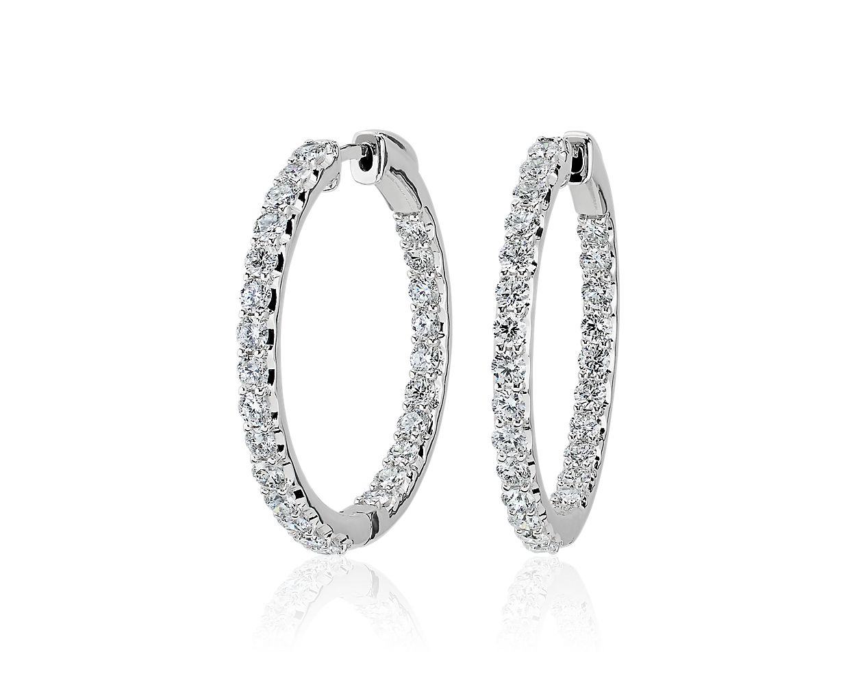 Lab Grown Diamond Eternity Hoop Earrings in 14k White Gold (3 ct. tw.)