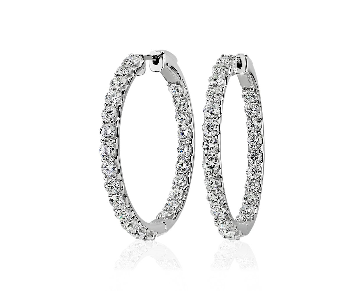 Lab Grown Diamond Eternity Hoop Earrings in 14k White Gold (5 ct. tw.)