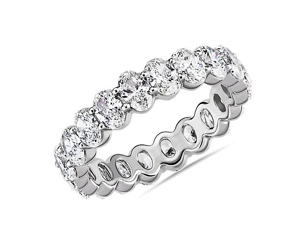 This lab grown diamond oval-cut eternity ring celebrates the brilliance of love, surrounded by the timeless shine of 14k white gold.