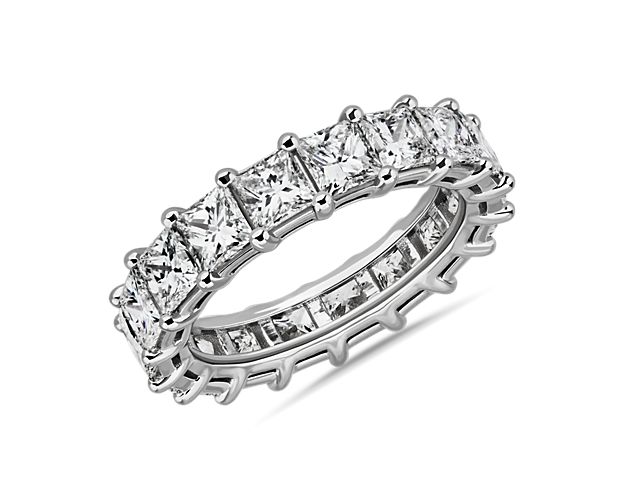 This lab grown diamond princess-cut eternity ring celebrates the brilliance of love, surrounded by the timeless shine of 14k white gold.
