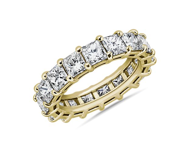 Lab Grown Diamond Princess Cut Eternity Ring in 14k Yellow Gold (7 ct. tw.)