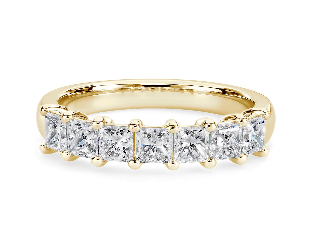 Seven Stone Princess Lab Grown Diamond Ring in 14k Yellow Gold (1 ct. tw.)