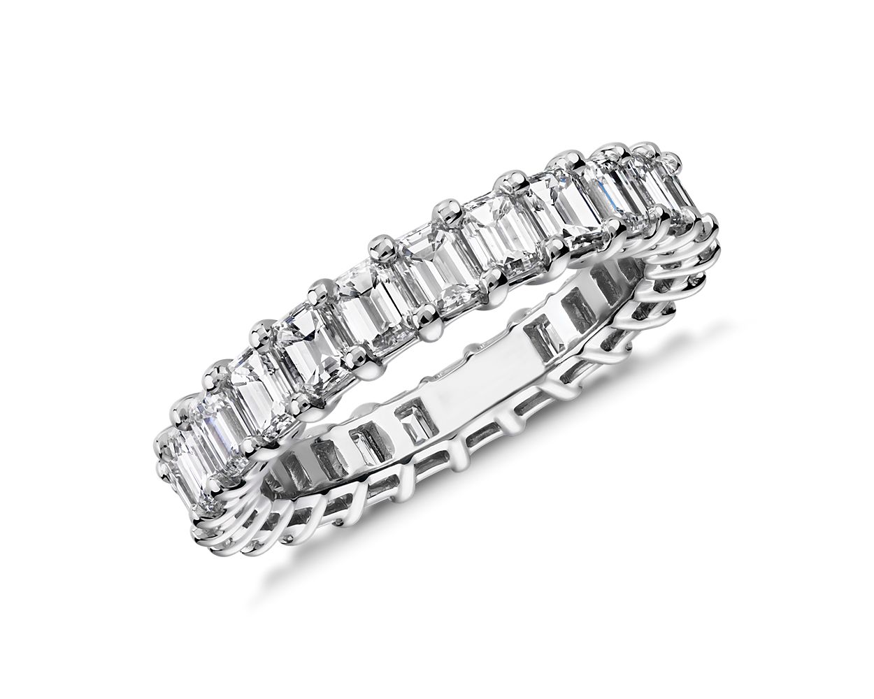 Lab Grown Diamond Emerald Cut Eternity Ring in 14k White Gold (3 ct. tw.)