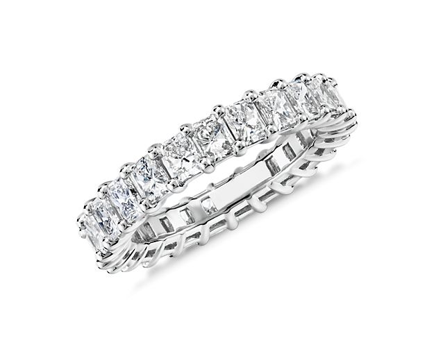 Eternity ring with radiant-cut lab diamonds in platinum