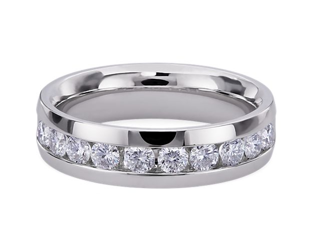 Lab Grown Diamond Polished Men's Band in 14k White Gold (1 ct. tw.)