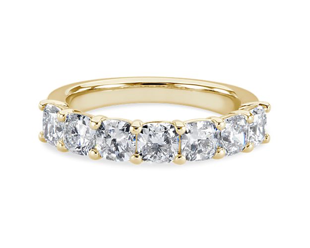 Seven Stone Cushion Lab Grown Diamond Ring in 14k Yellow Gold (2 ct. tw.)
